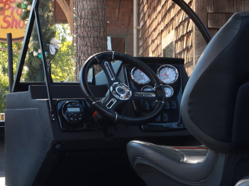 Boat helm dashboard with gauges