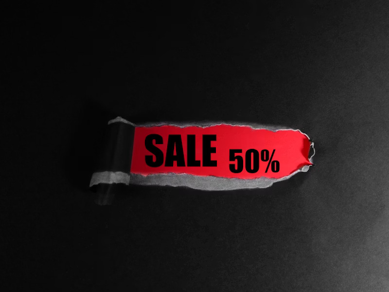 Sale tag on dark background